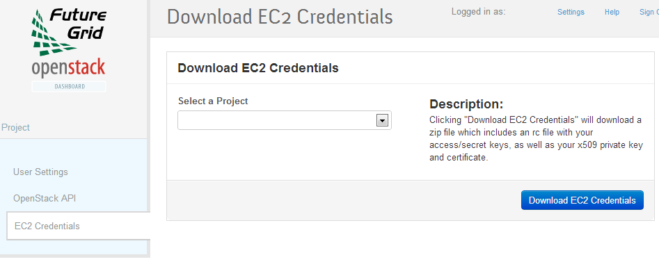 Downloading EC2 credentials