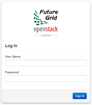 Login page for OpenStack on Alamo