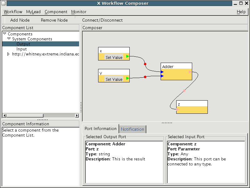 Connecting the adder component