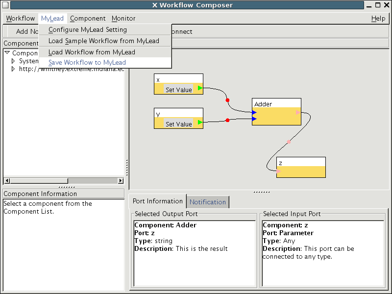 Connecting the adder component