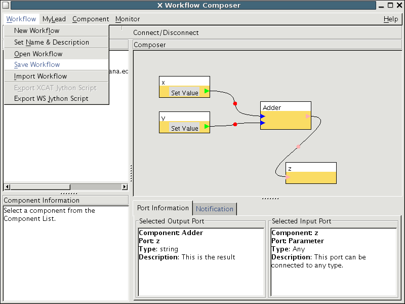 Connecting the adder component