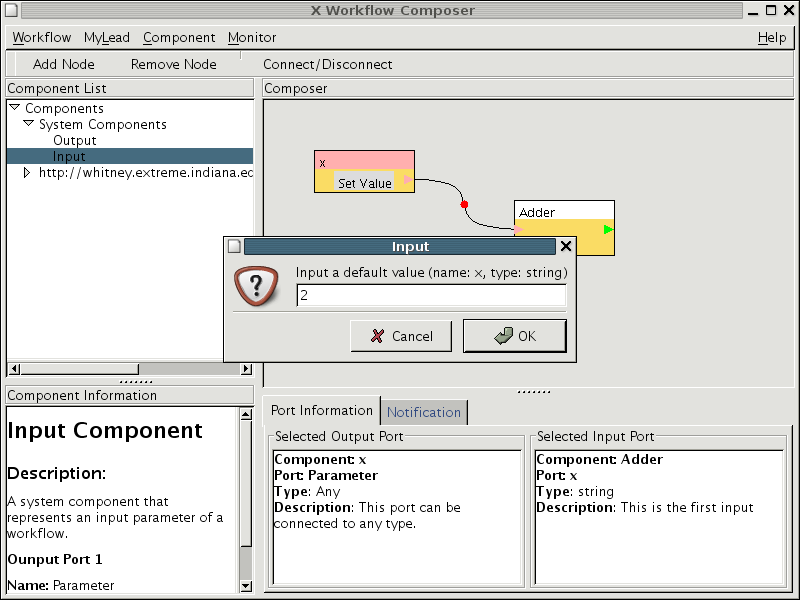 Setting the default value of the
Input component