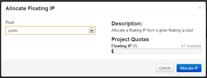 Allocating a floating IP address